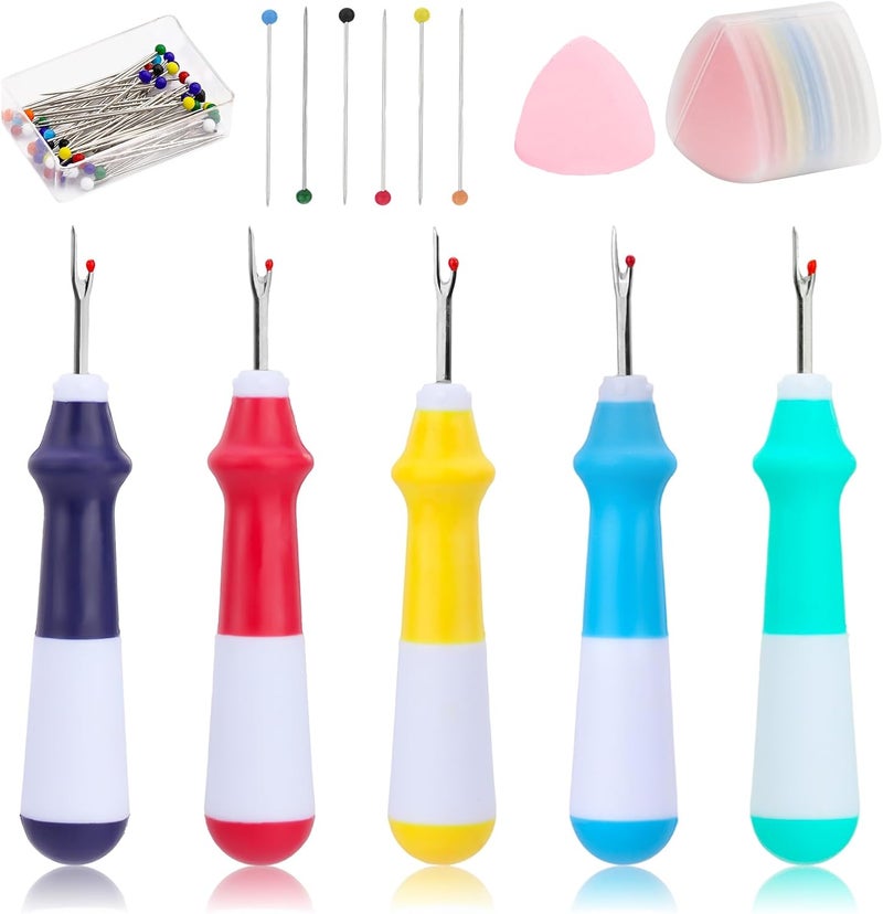 SOCNITC 65 PCS Seam Ripper Thread Cutter Stitch Remover Kit, Ergonomic Grip Seam Ripper Set, Colorful Large Thread Stitch Remover Tool with Tailors Chalks, Handy Stitch Rippers for Sewing Crafting Removing - Image 1